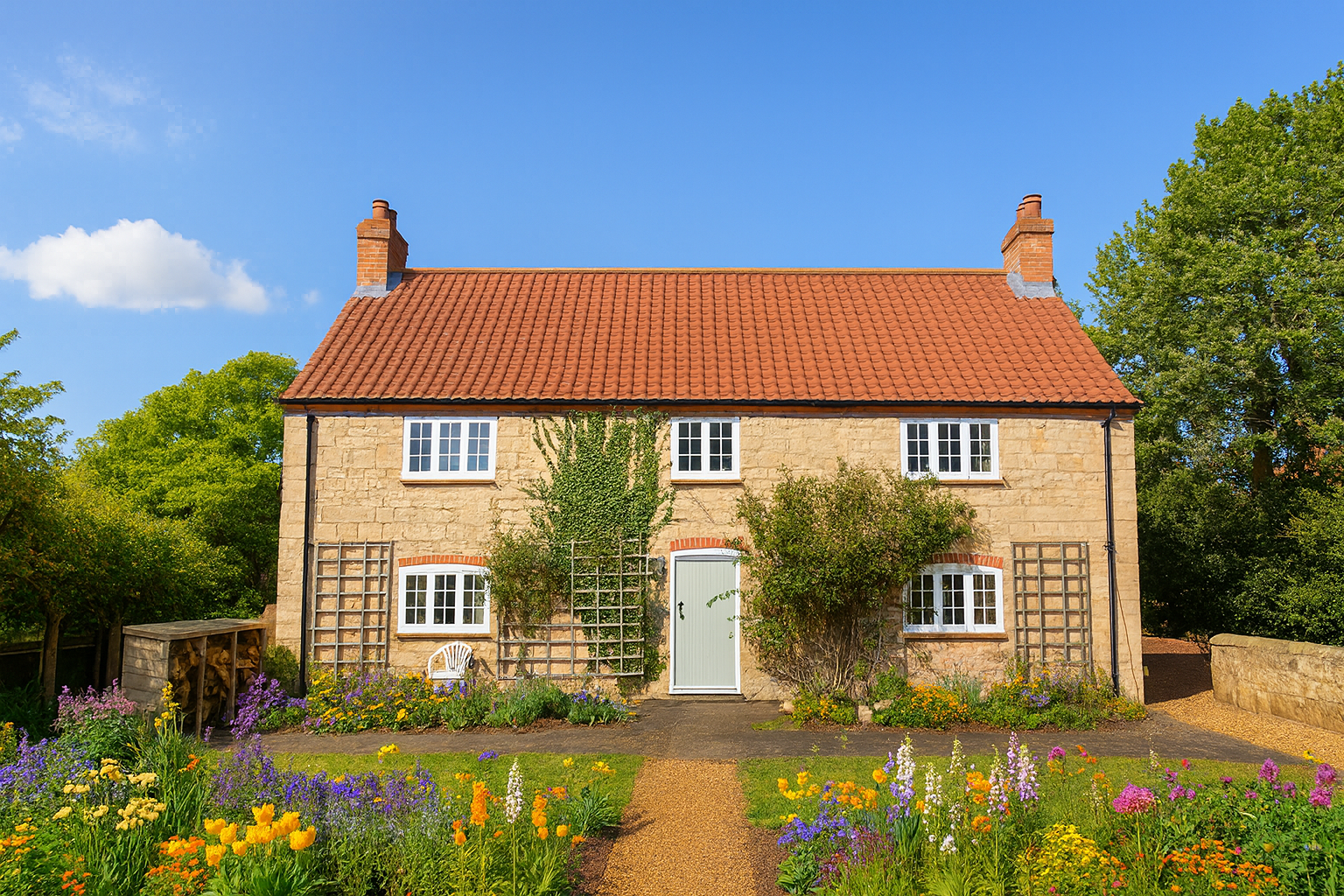 Listed farmhouse and restored outbuildings converted into high-quality guest accommodation in Woodhall Spa.