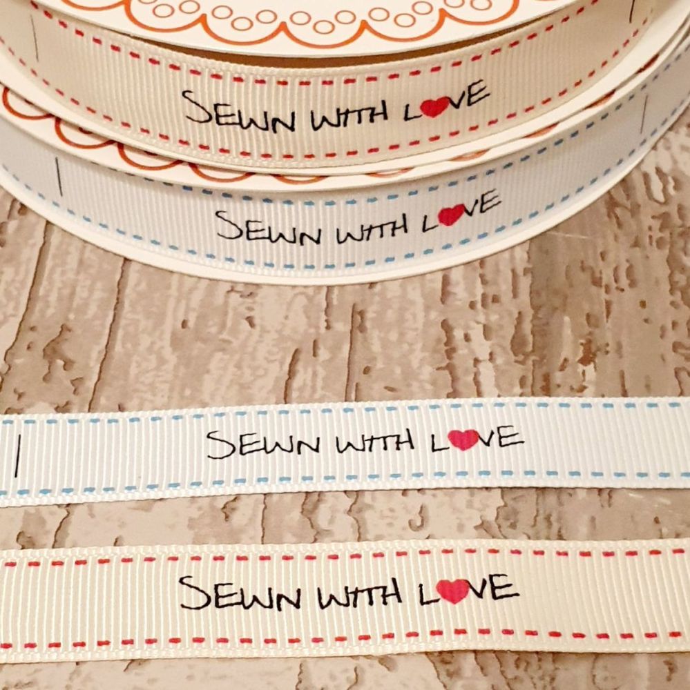 Sewn with Love  ribbon 16mm - 2 metres 