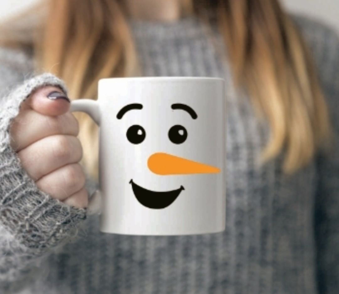 Snowman face mug with eyebrows