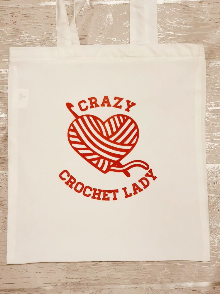 "Crazy Crochet Lady" tote bag. Bag for life. 