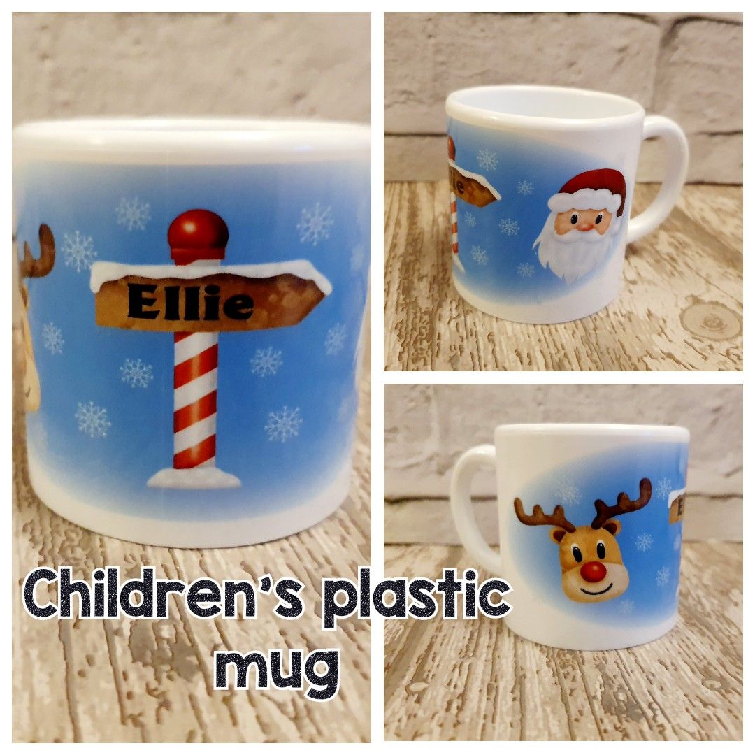 Dishwasher Safe BPA Free Personalized Christmas Cup with Kids Name Cute Fox and Snowman Unbreakable Childs Mug 