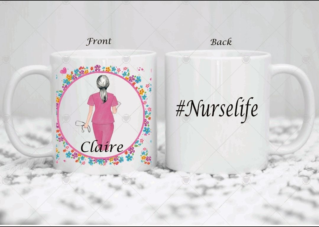 Personalised Nurse mug. #NURSELIFE. Coffee mug. Cup. Watercolour art. Nurse gift. Nurse mug.Nurses are heroes