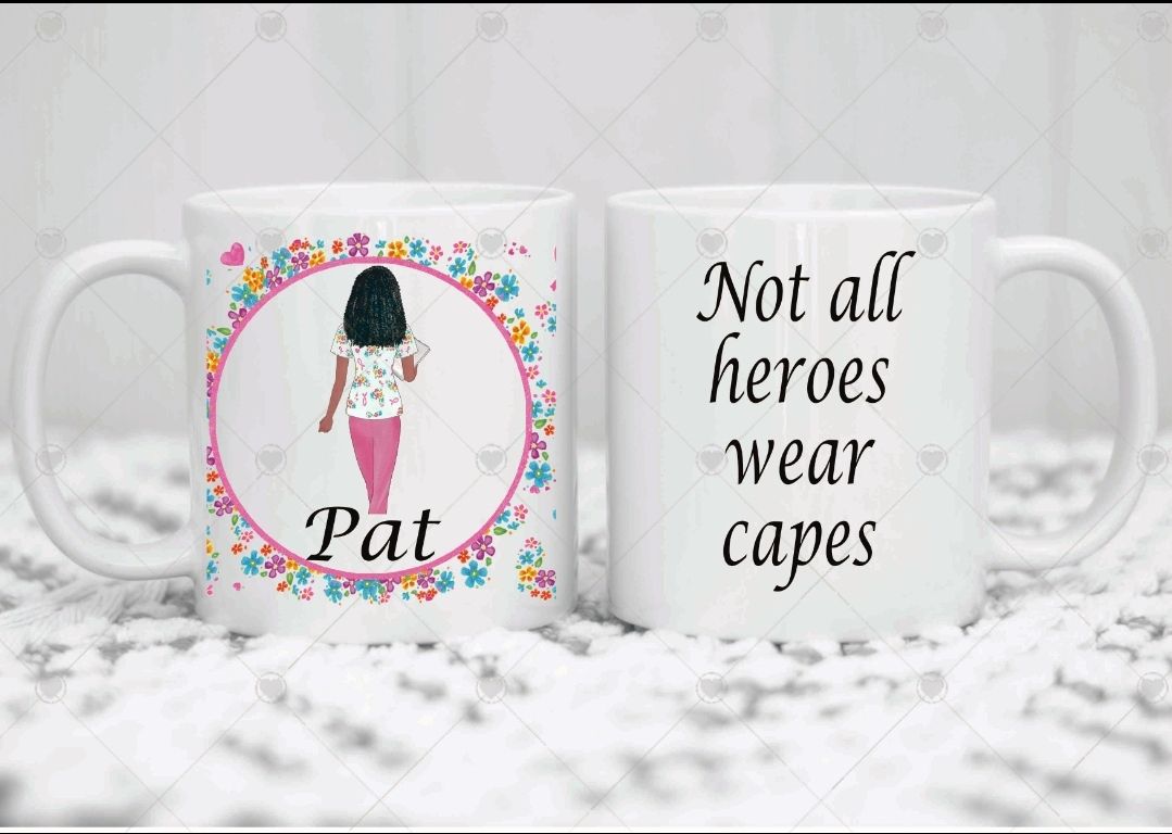Personalised Nurse mug. NOT ALL HEROES WEAR CAPES  Coffee mug. Cup. Waterco