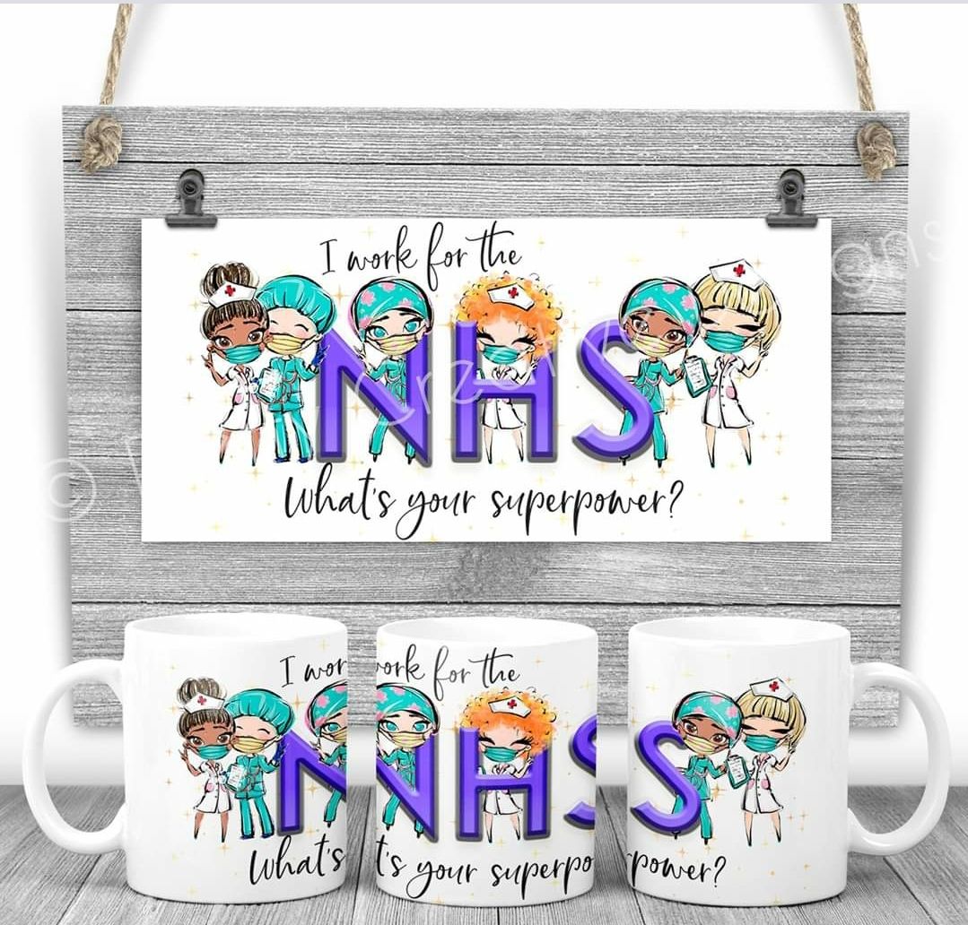 NHS Mug - I work for the NHS, what's your superpower? Say thank you mug. Nurse gift. Nhs present. Protect the Nhs. Covid19.
