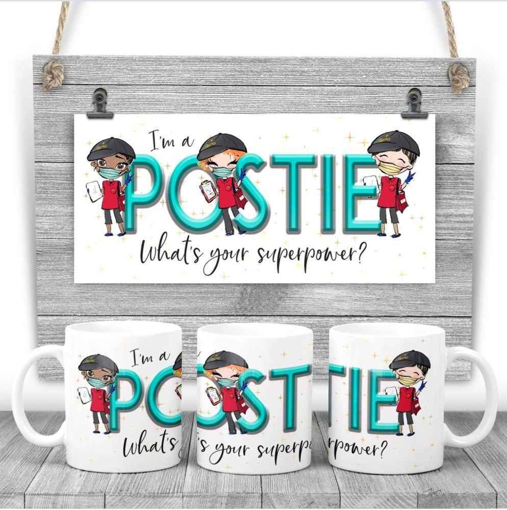 POSTIE Mug - I am a POSTIE what's your superpower? Say thank you mug gift 