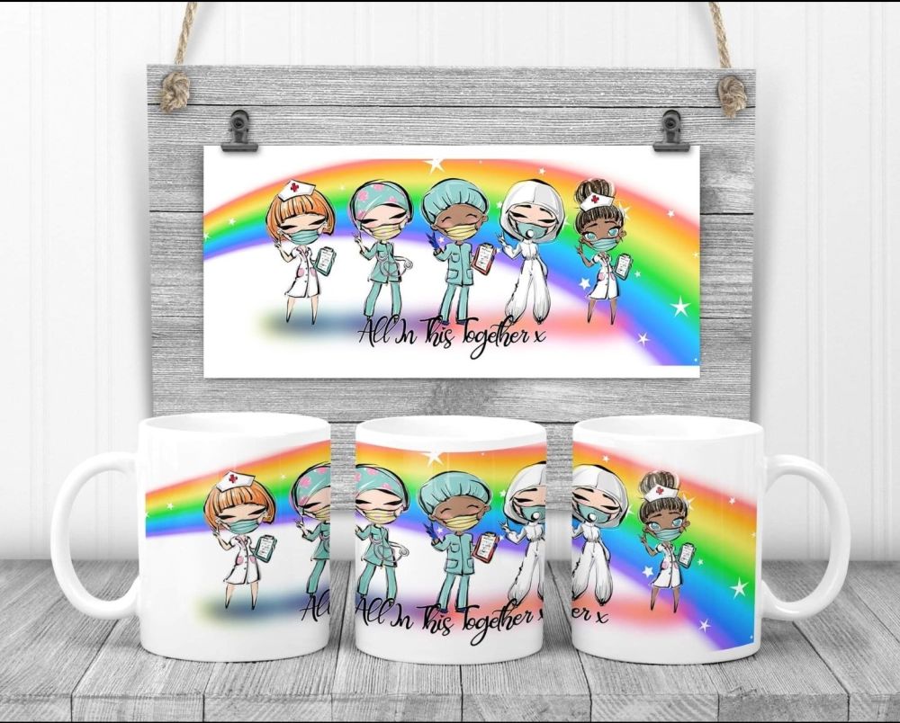 "All in this together" rainbow mug gift 