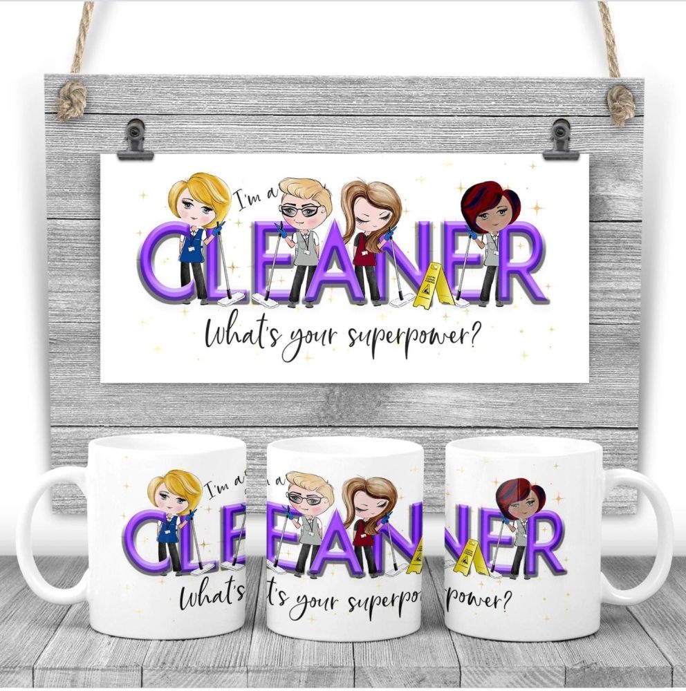 Cleaner Mug - I am a CLEANER  what's your superpower? Say thank you mug gif