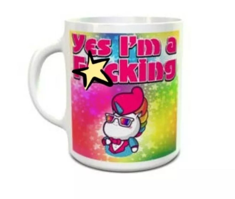 Swearing unicorn mug