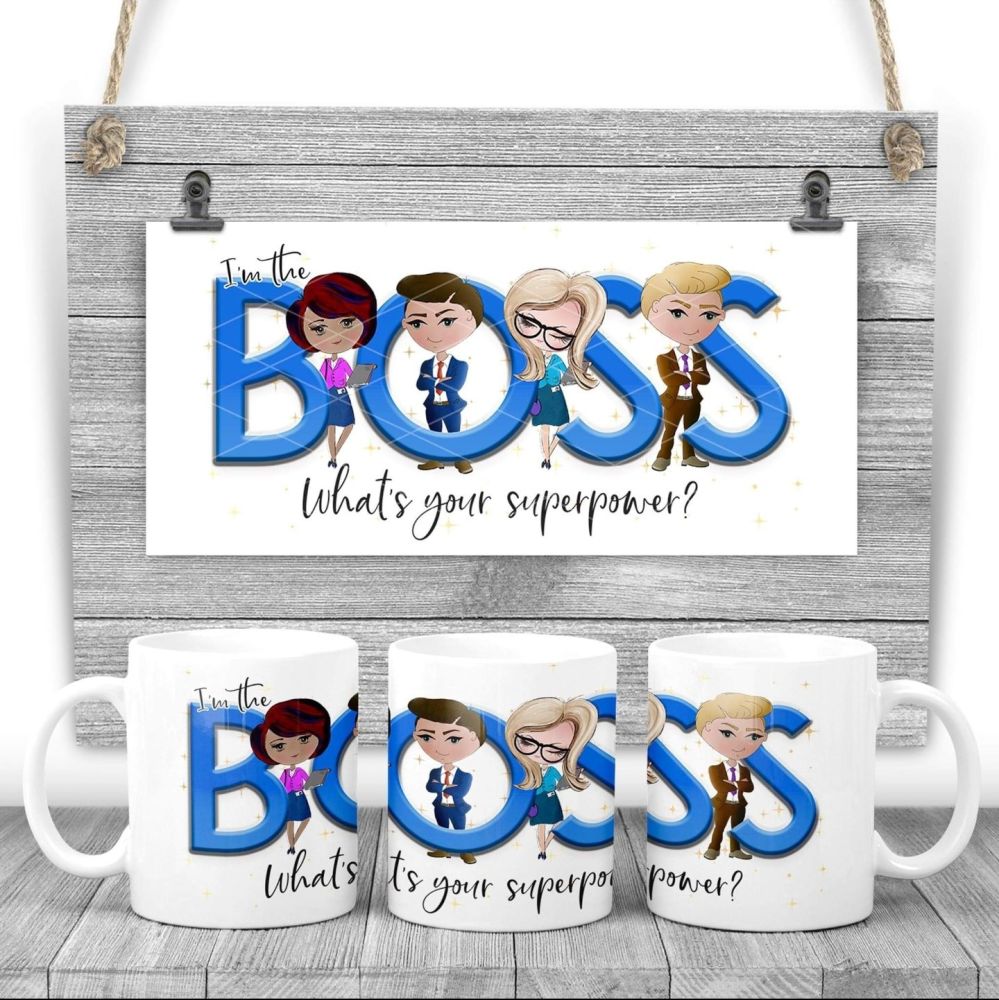 BOSS Mug - I'm the BOSS what's your superpower? Say thank you mug gift 