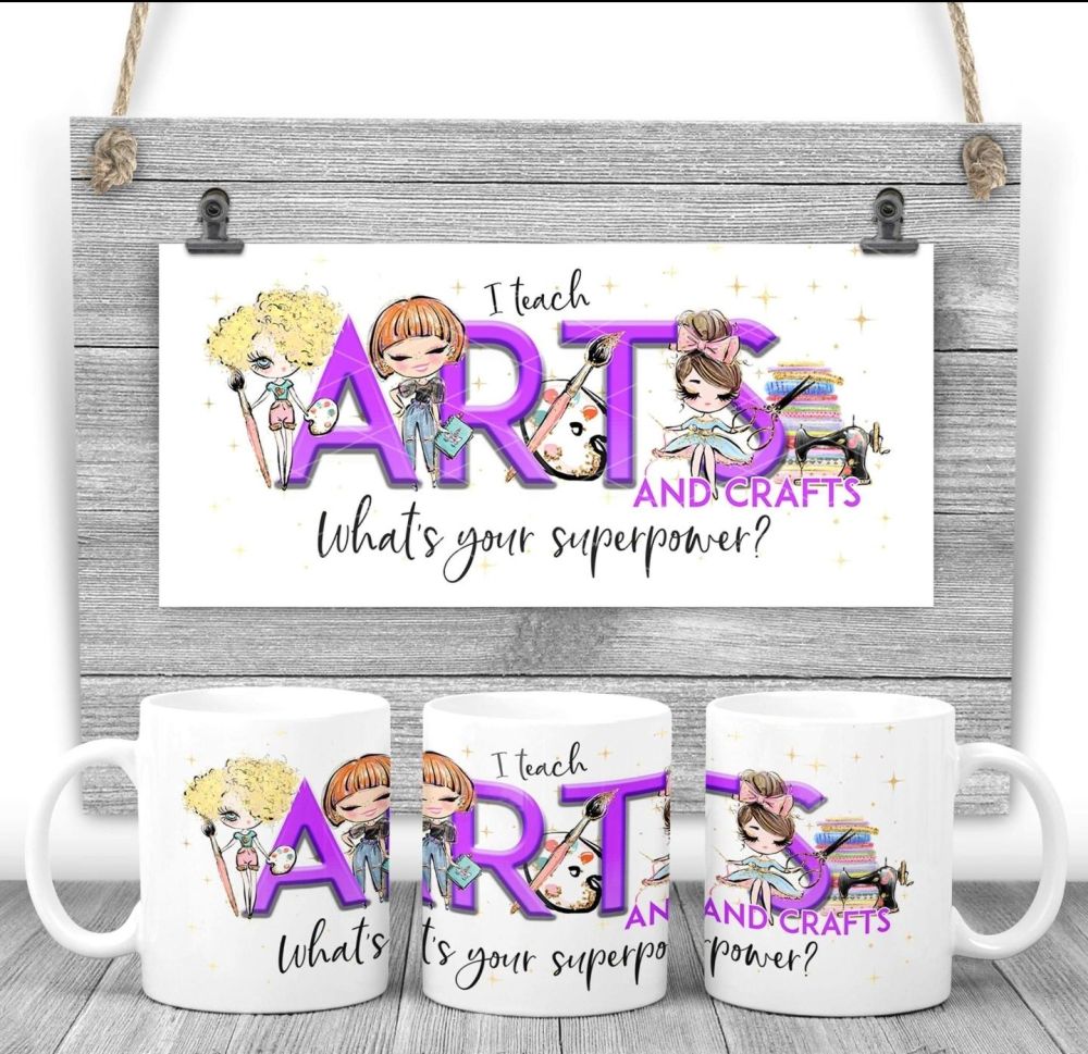 Arts and crafts Mug - I teach ARTS AND CRAFTS what's your superpower? Say thank you mug gift 