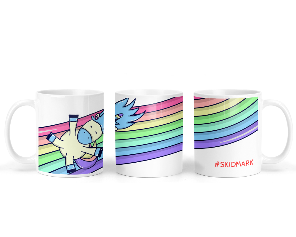 Unicorn rainbow mug. #SKIDMARK. Adult humour swearing mug