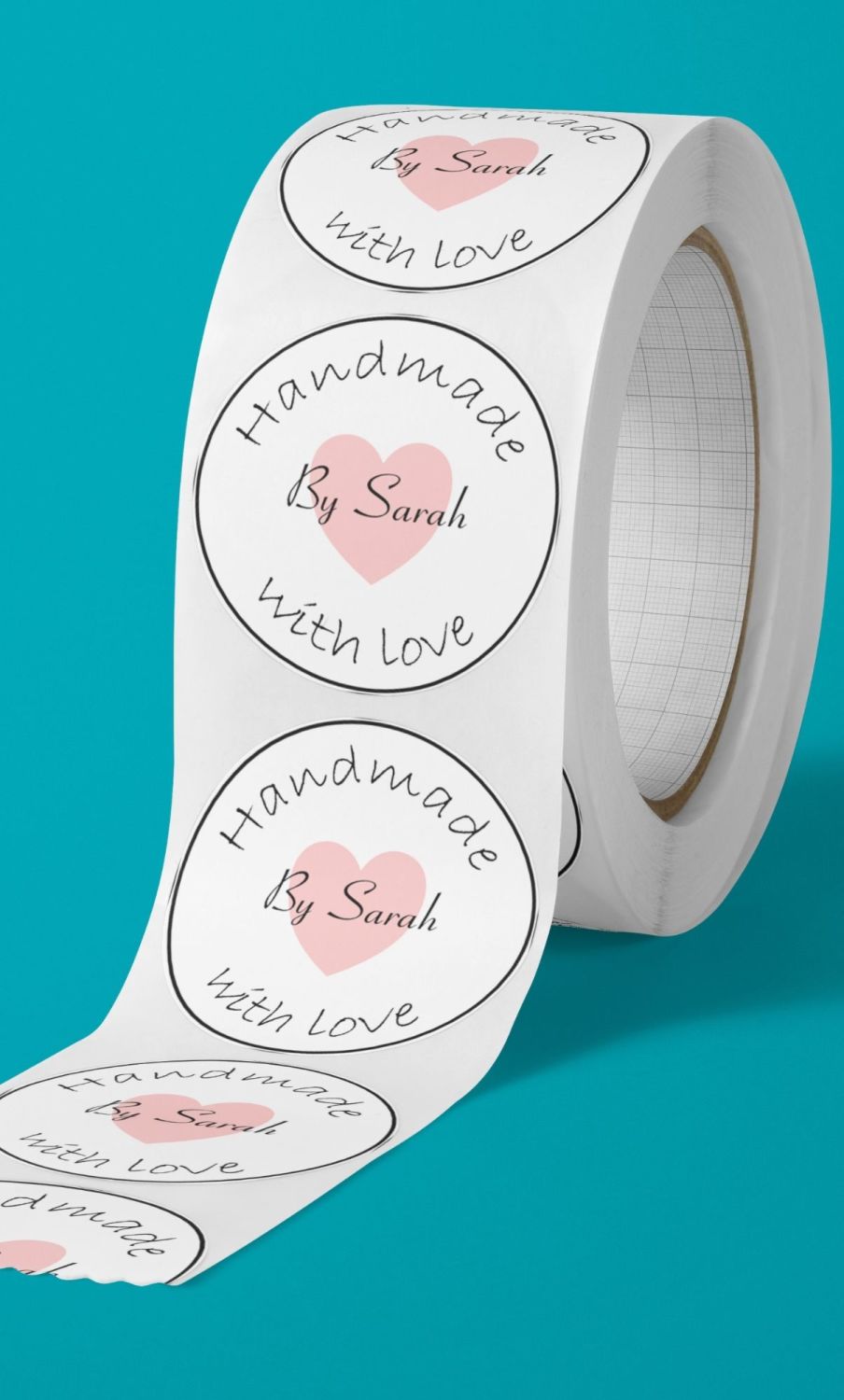 Handmade with love by name, personalised stickers 