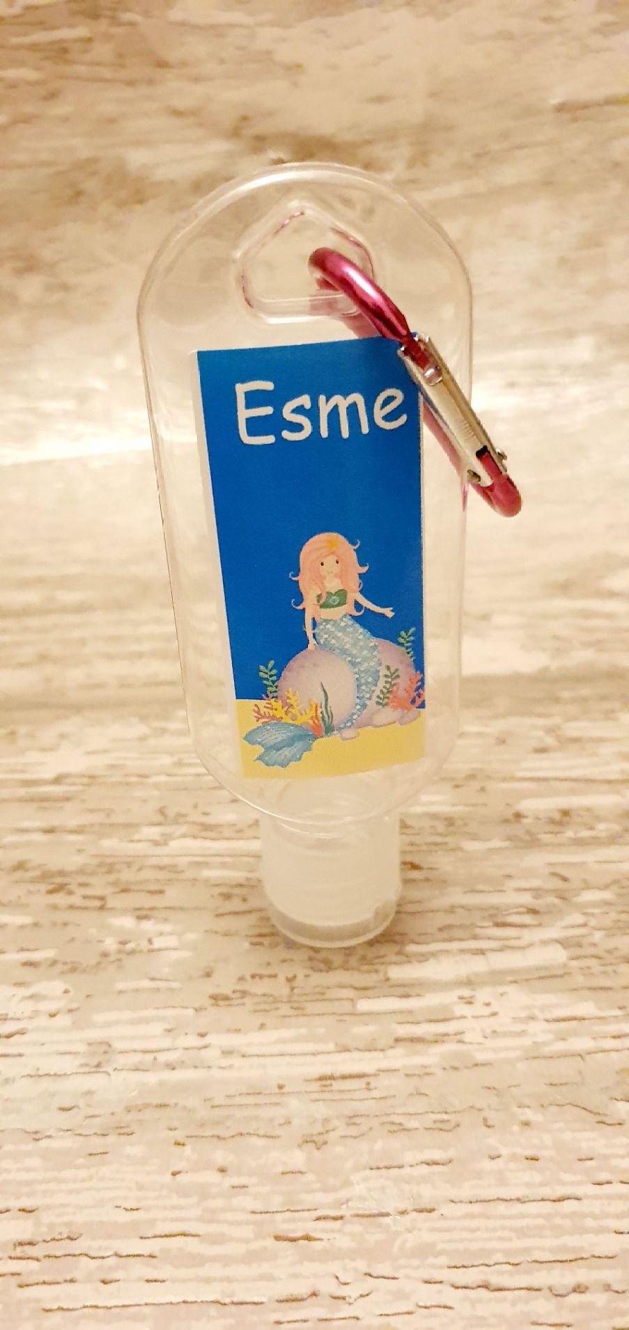 Mermaid hand sanitiser gel 50ml bottle - personalised 