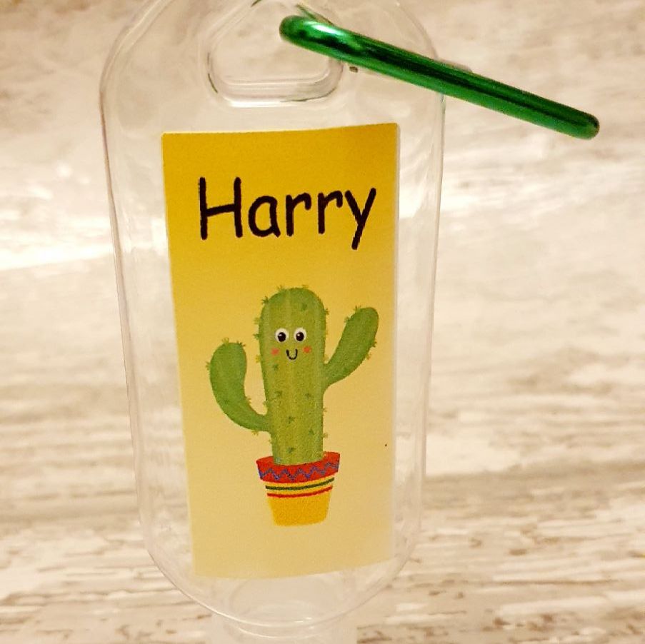 Cactus hand sanitiser gel 50ml bottle - personalised 