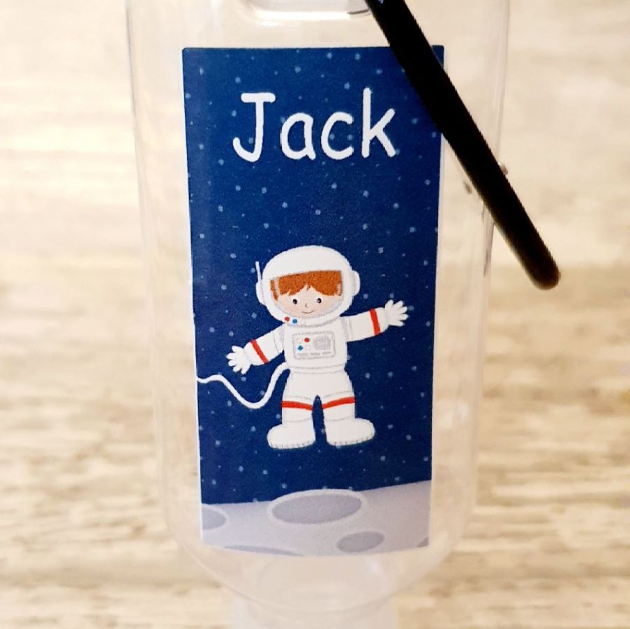 Astronaut / space hand sanitiser gel 50ml bottle - personalised 