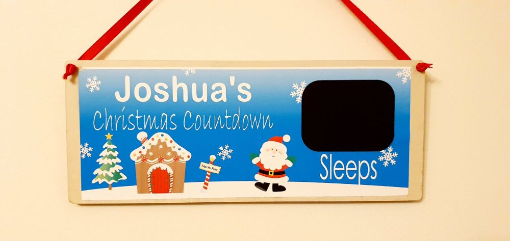 Personalised Countdown to Christmas plaque. Chalk / blackboard 