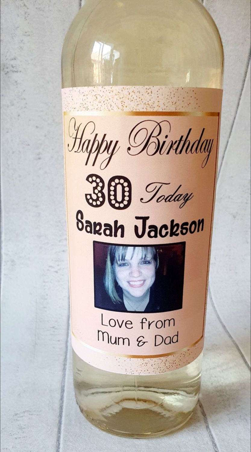 Personalised photo wine bottle label for any birthday 