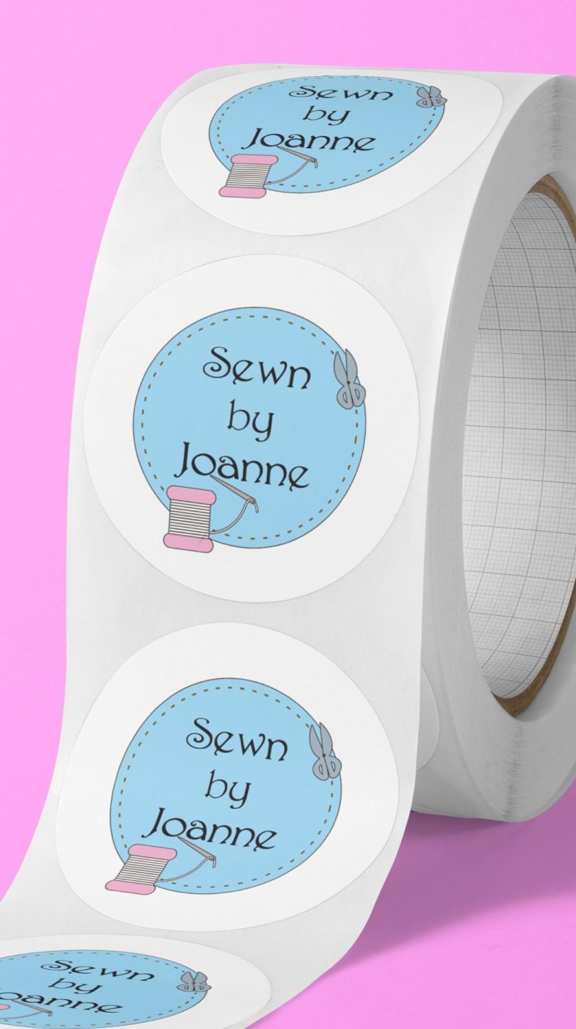 Sewn by, personalised sewing stickers 