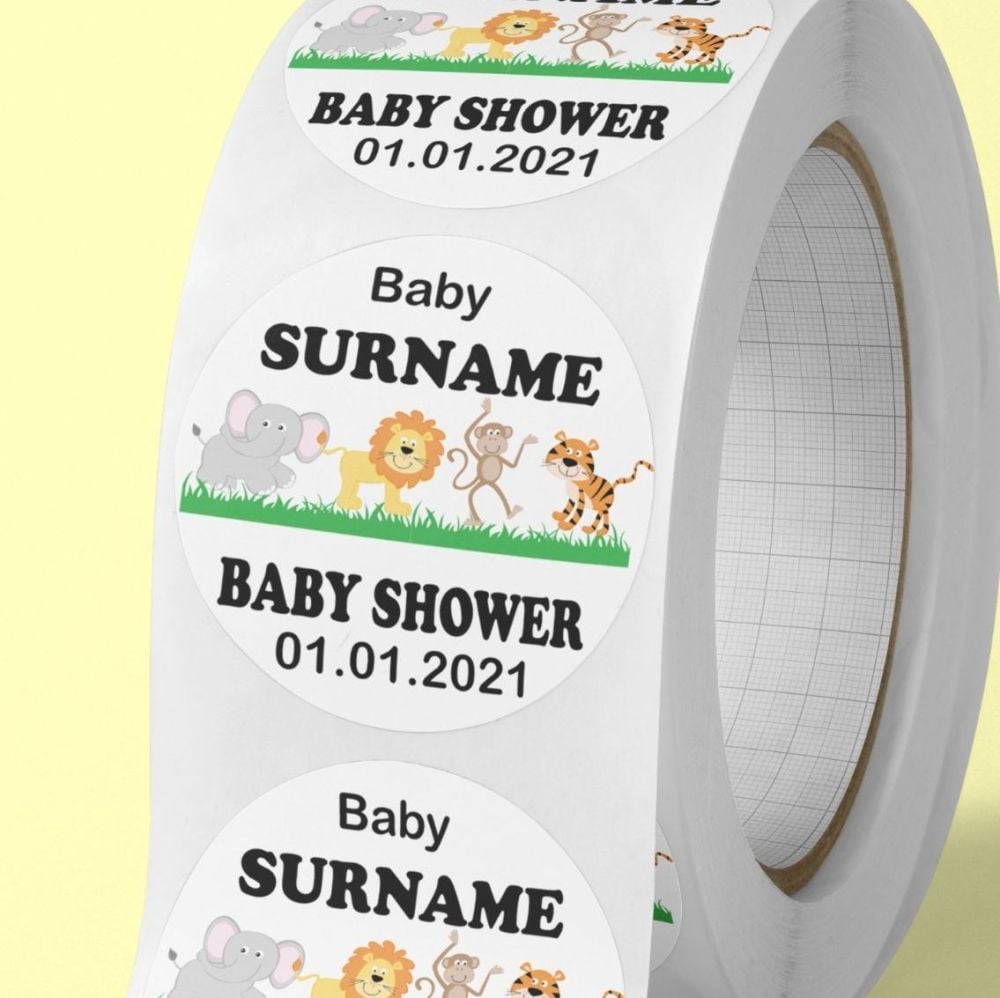 Baby shower stickers. Personalised labels 
