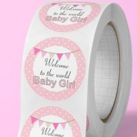 Baby shower stickers "welcome to the world baby girl"  labels 