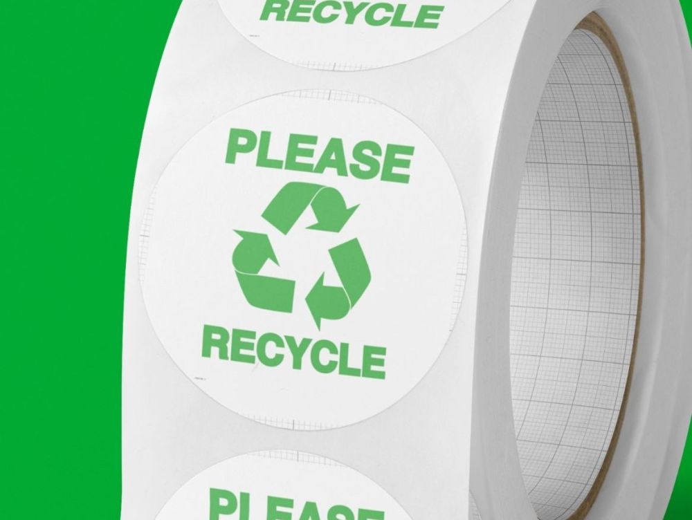 Recycling stickers "Please Recycle" . Labels for envelopes 