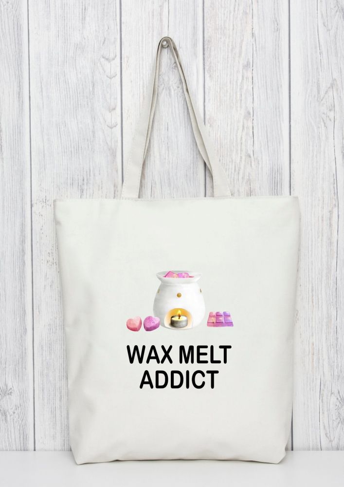 Wax melts addicts tote bag gift. Available in blue or pink tote bag. Bag for life. 