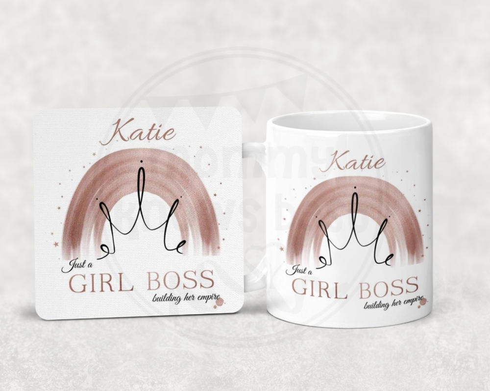 Boss girl Mug and coaster set. "just a BOSS GIRL building her empire" 