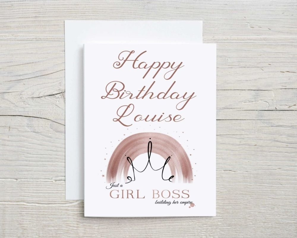 Boss girl greetings card   "just a BOSS GIRL building her empire" 