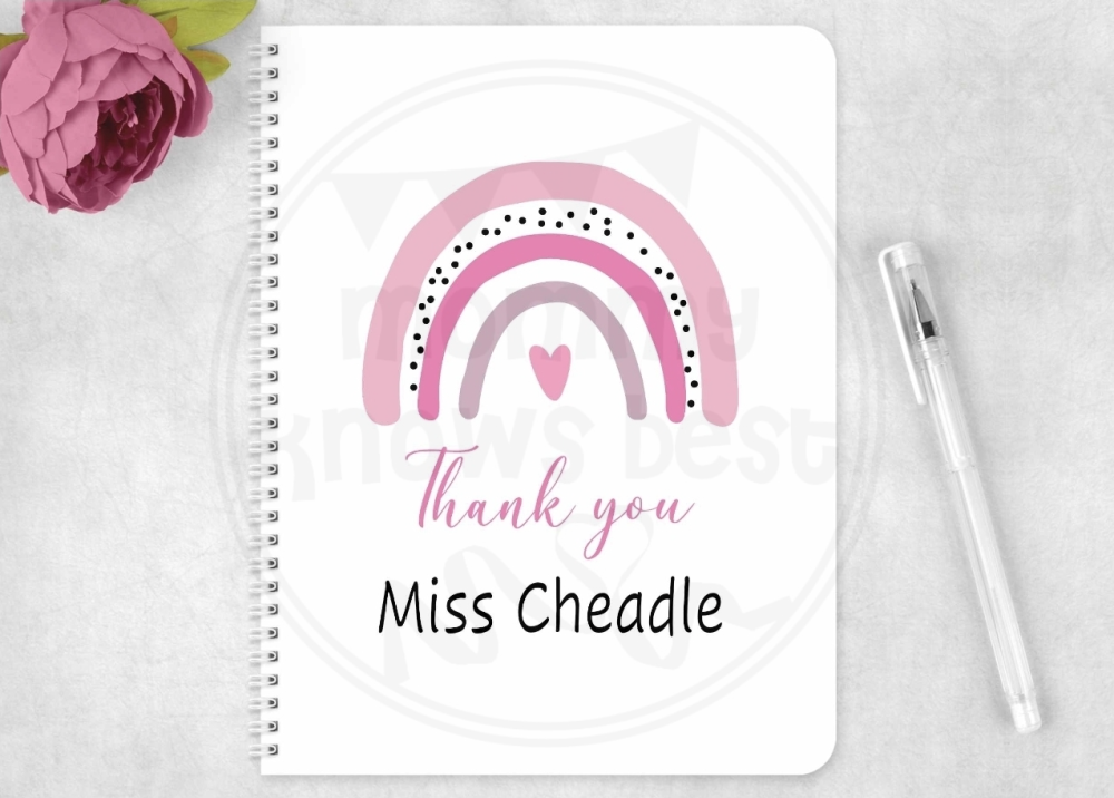 Notebook - Personalised Rainbow Thank you teacher card 