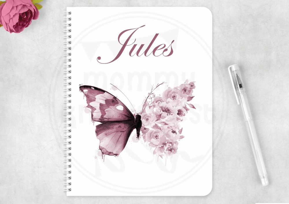 Butterfly with flower wings,  eco friendly notebook