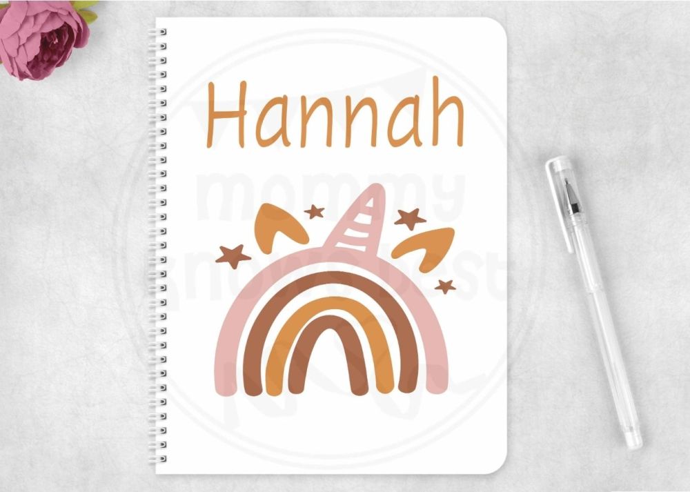 Notebook - unicorn rainbow notepad - personalised 
