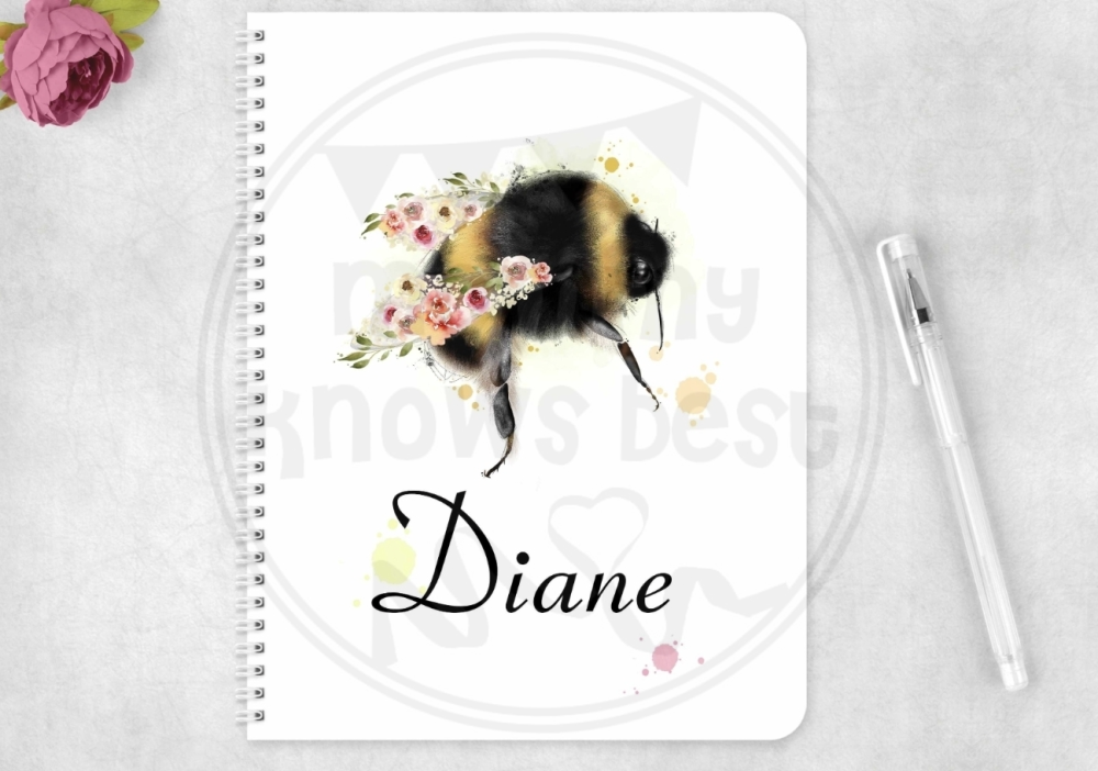 Notebook - personalised bee notepad 