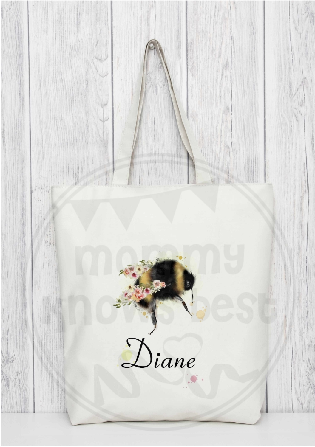 Bee tote bag. Bag for life. Personalised bees