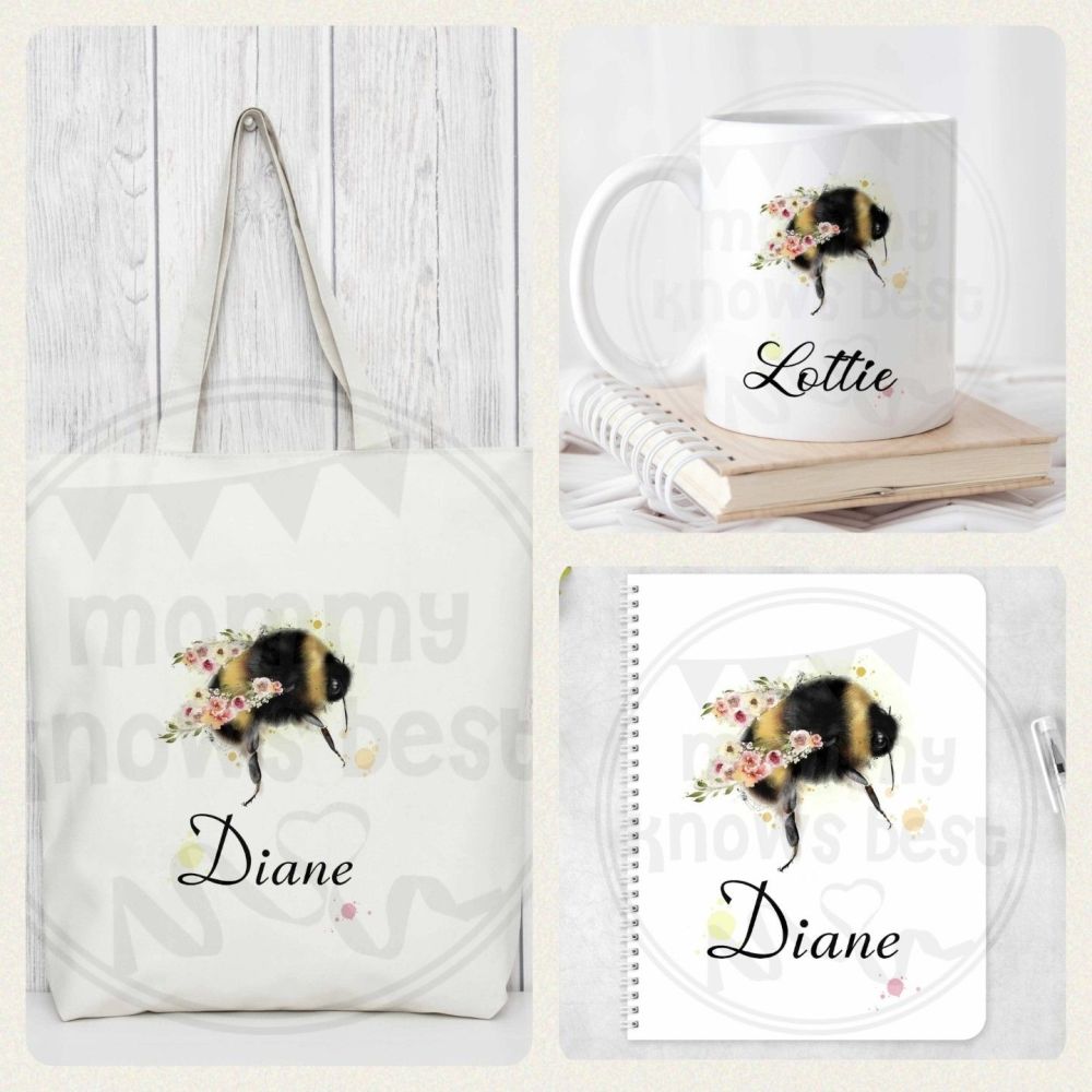 Bees - a5 eco friendly notebook, 10oz mug and reusable tote bag 