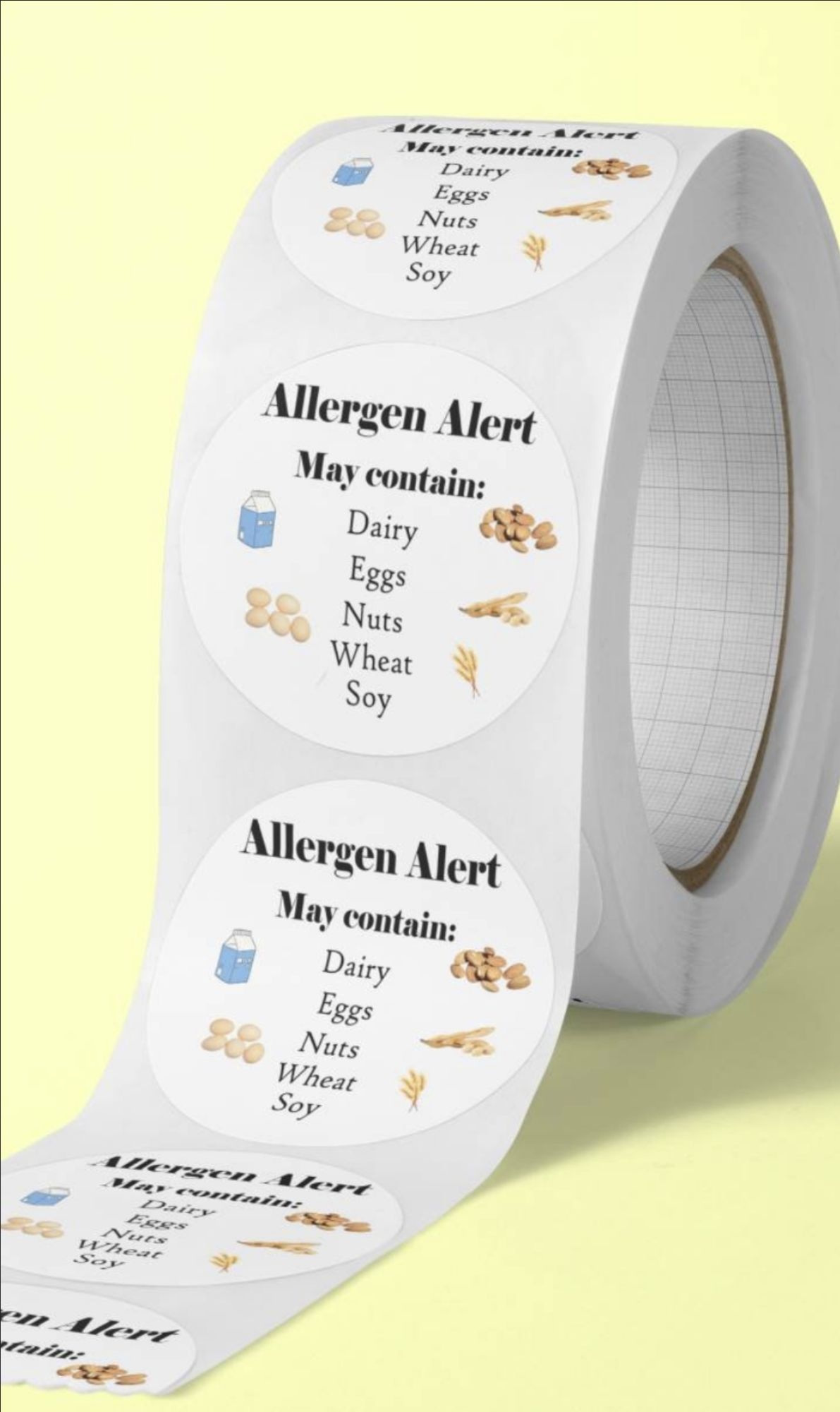 Allergen stickers. Food allergy labels