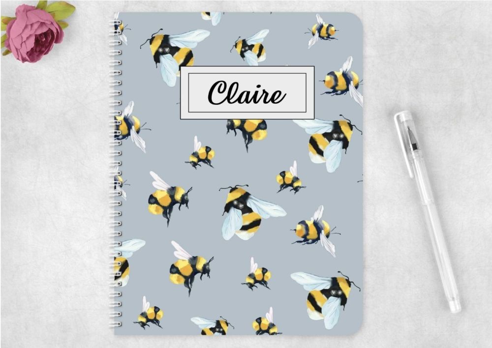 Bees notebook - personalised bee notepad / journal 