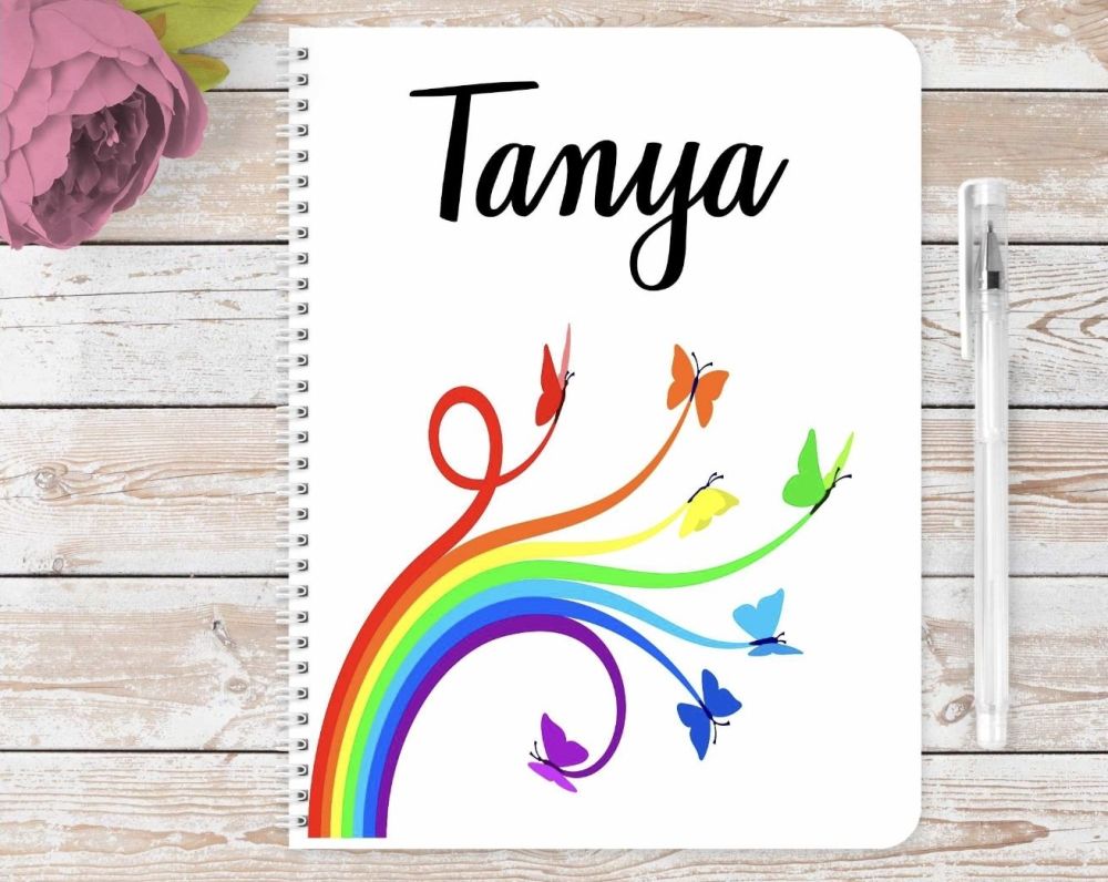 Rainow butterflies notebook - personalised pride / rainbow notepad / journa