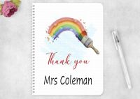 Notebook - Personalised Rainbow  with paint brush Thank you teacher card