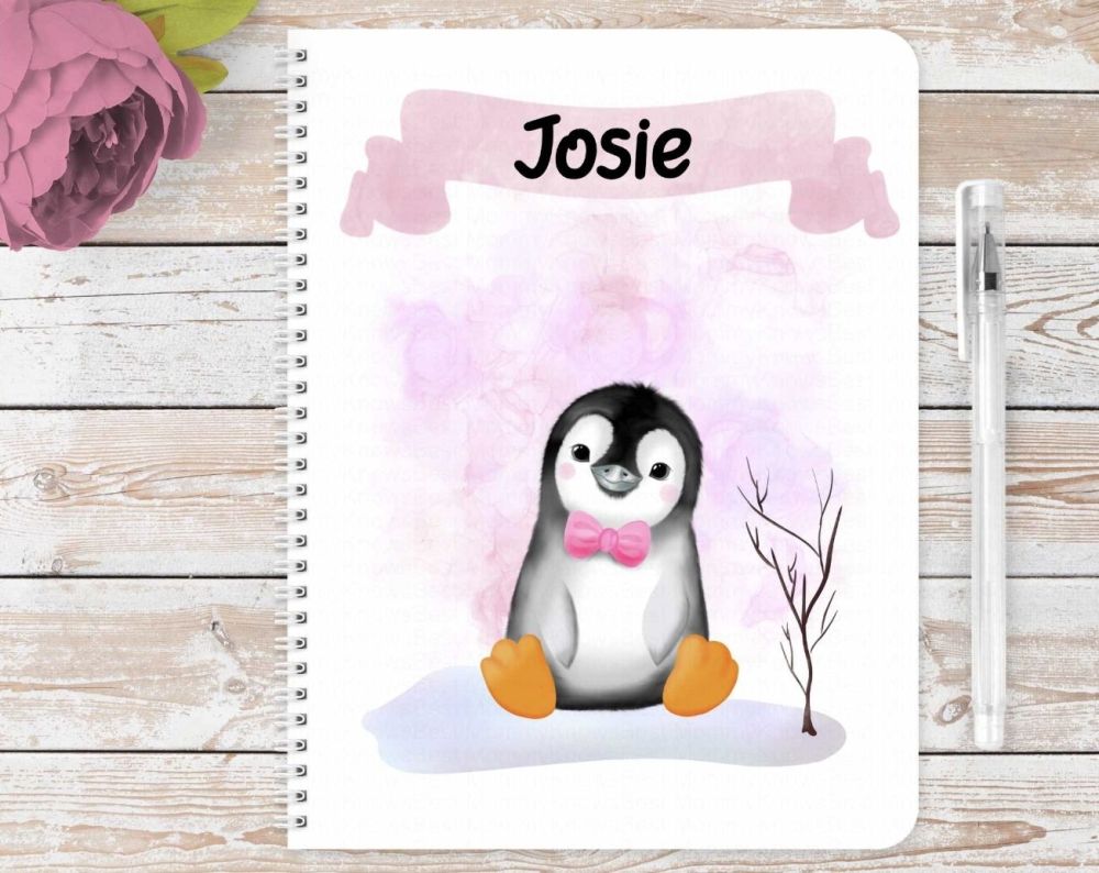 Penguins notebook. Personalised eco friendly notebook - Christmas gift 