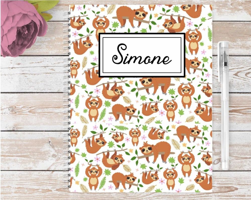 Sloth notebook - personalised notepad / journal for any sloth lover