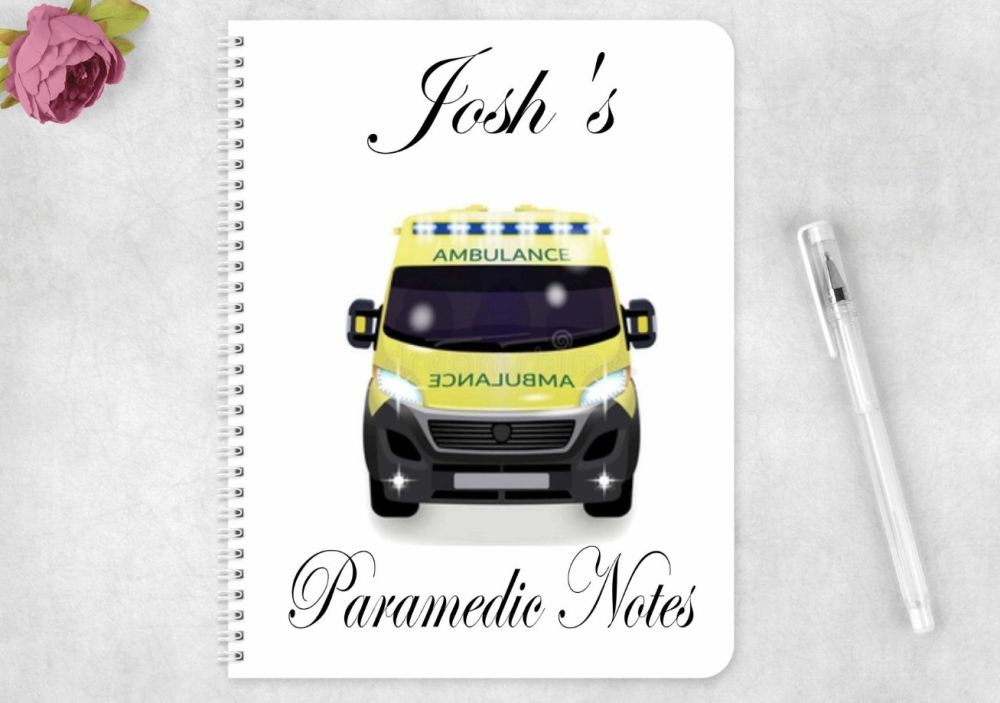 Paramedic note book, personalised ambulance journal 