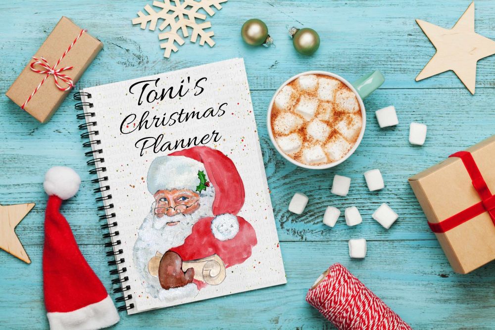 Father Christmas planner notes, Santa claus  notebook - personalised notepa