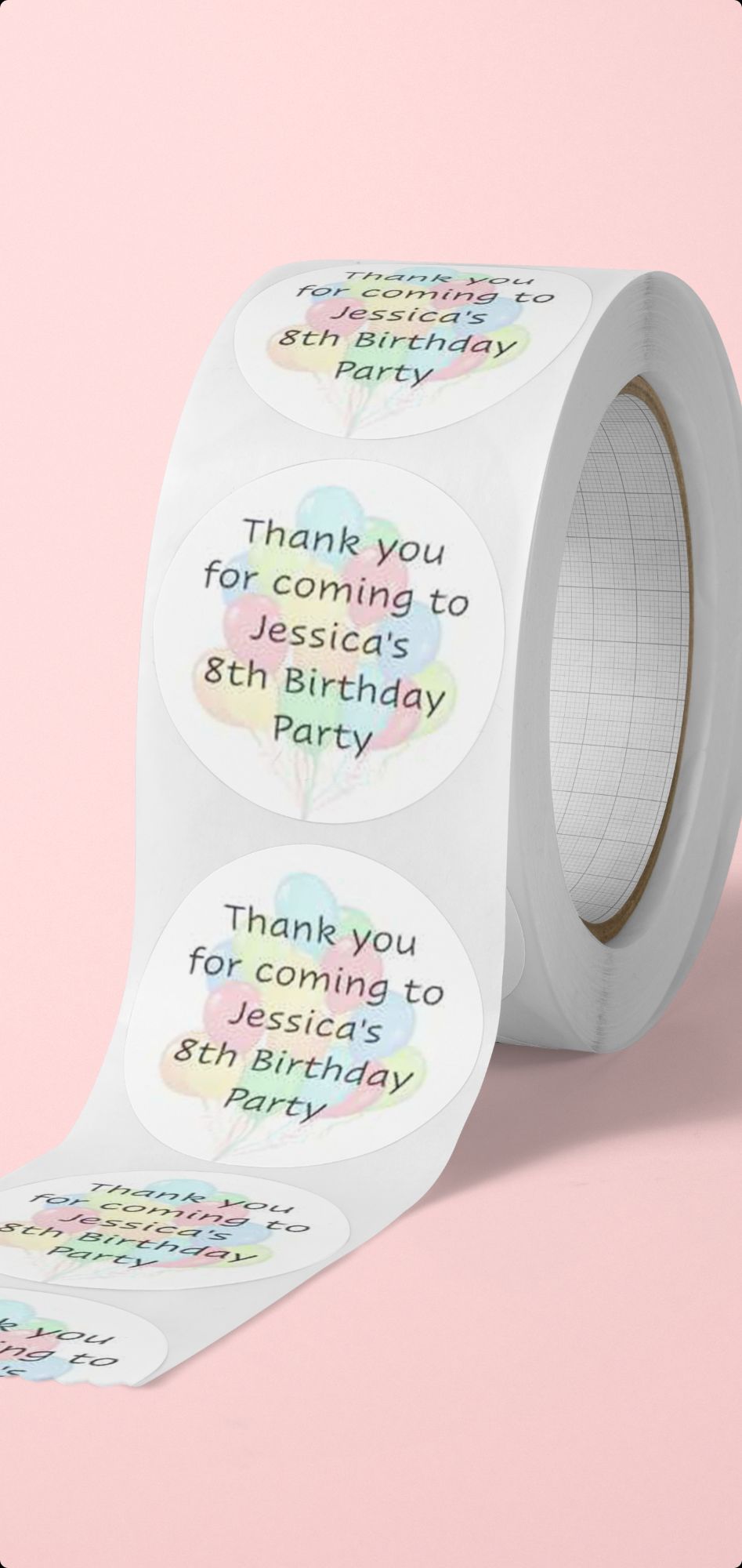 Thank you for coming to my party personalised stickers - balloon design 