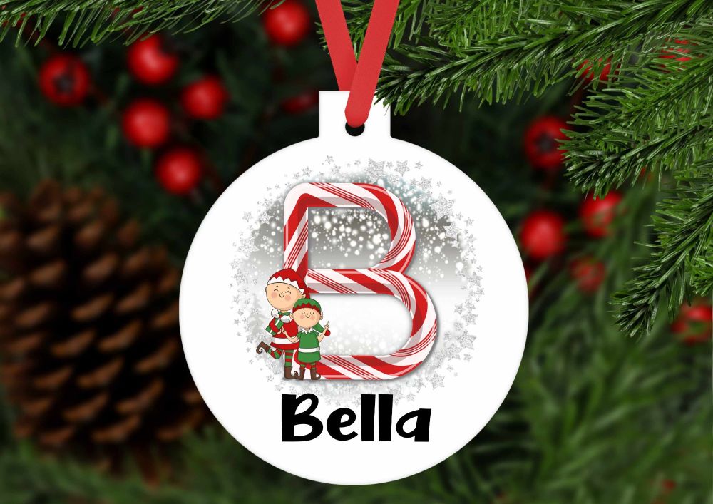 Bauble - Personalised Christmas Candy Cane bauble shaped ornament