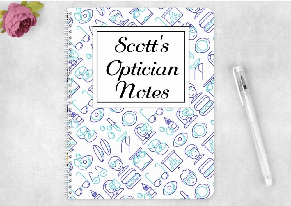 Optician note book, personalised optical journal for optitions