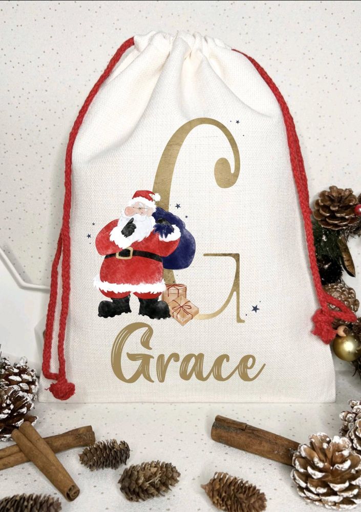 Santa sack, personalised - hushing santa