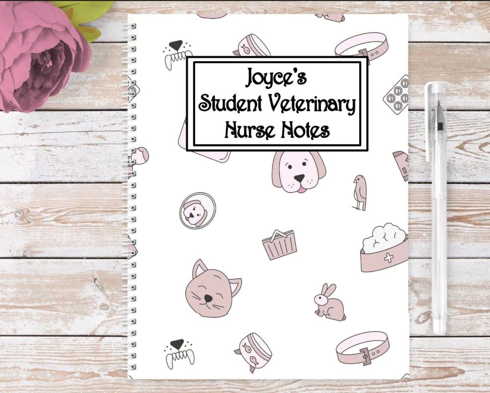 Student Veterinary Nurse note book, personalised vets journal 