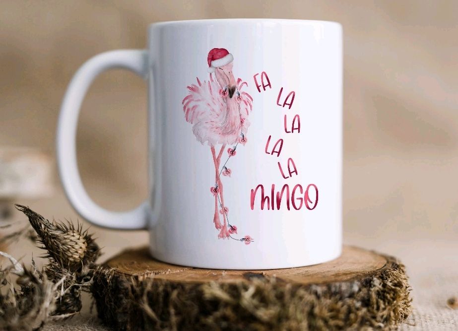 Fa la la la la mingo mug. Flamingo Christmas mug
