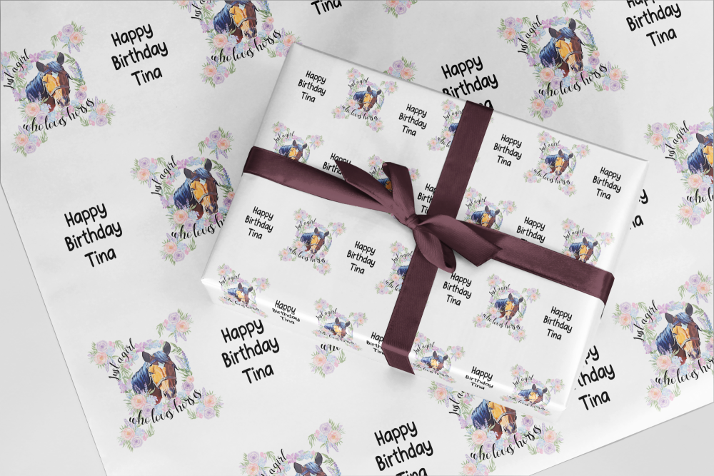 Brown Horse wrapping paper Girl who loves horses - A3 Eco Friendly