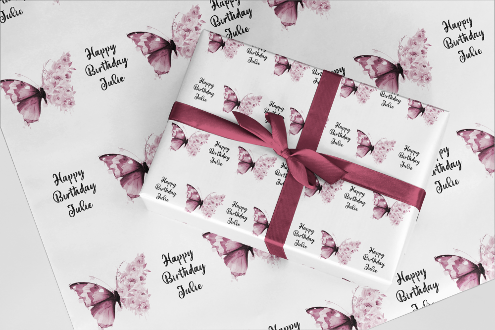 Butterfly with flowers wrapping paper  - A3 Eco Friendly
